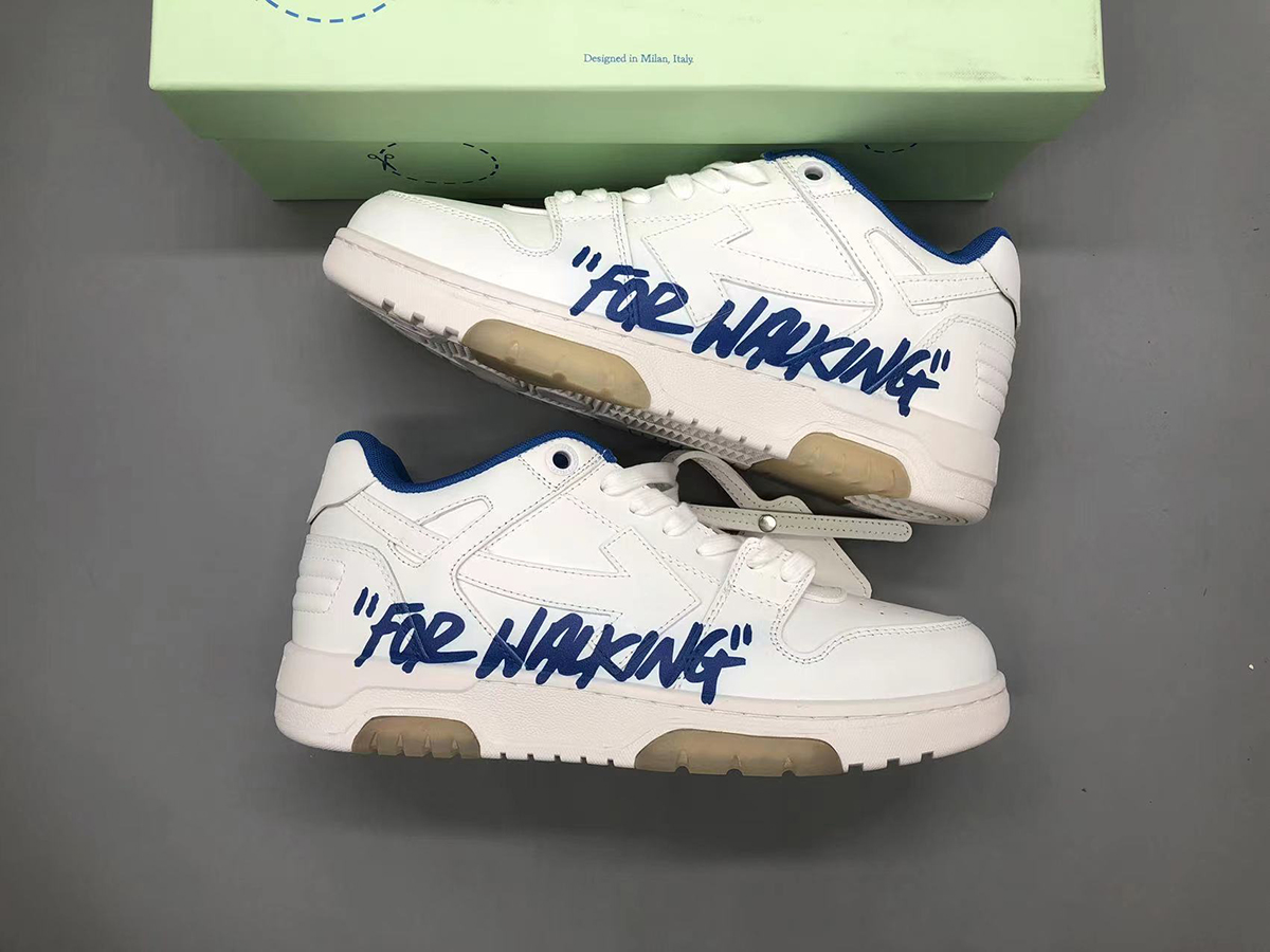 OFF-WHITE Out Of Office OOO For Walking White White Blue Size: 36-47